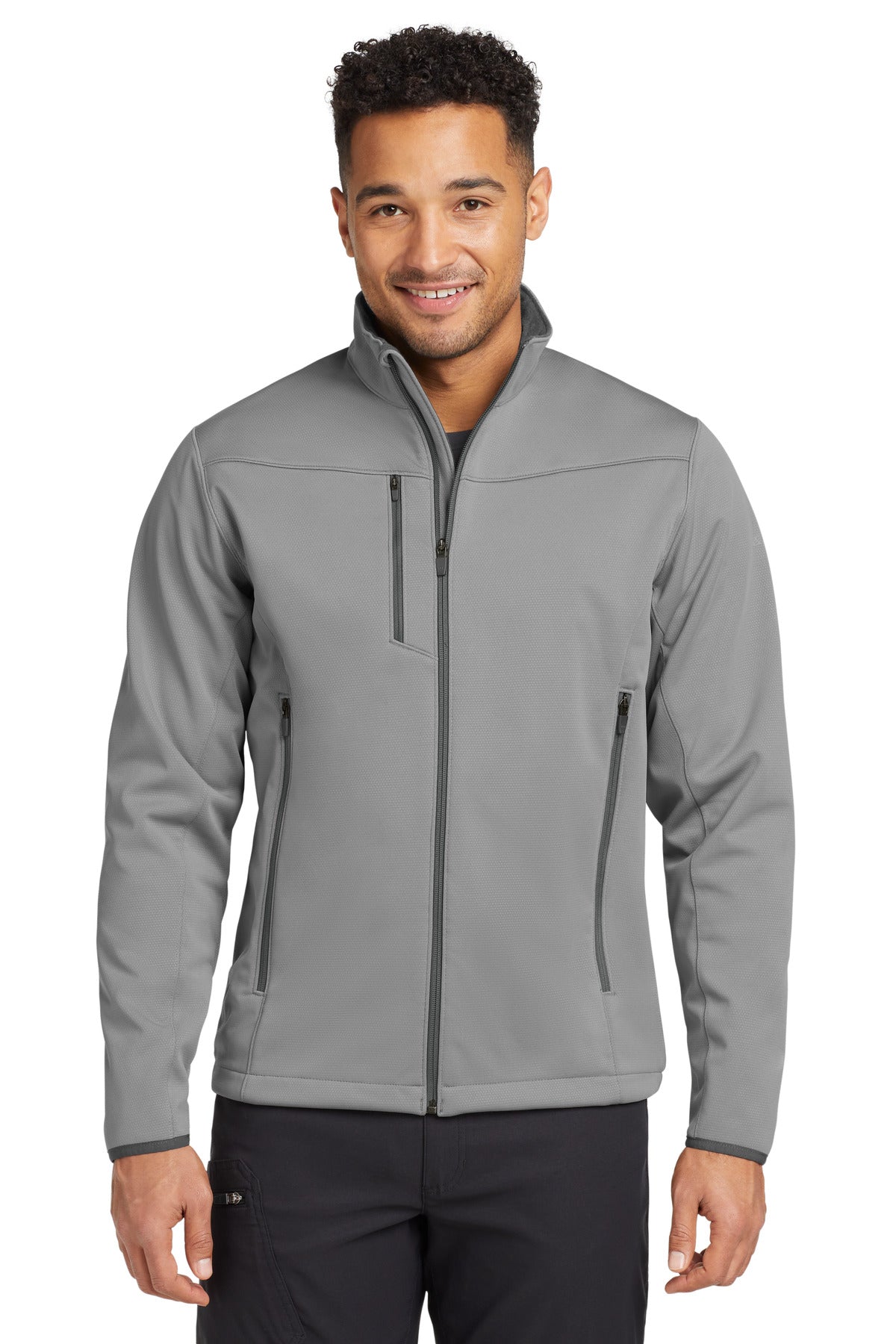 Front View of Chrome Eddie Bauer Weather-Resist Soft Shell Jacket. EB538