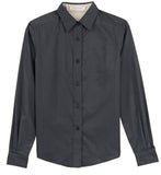 Front View of Cl Navy/Lt Stn Port Authority Women's Long Sleeve Easy Care Shirt. L608
