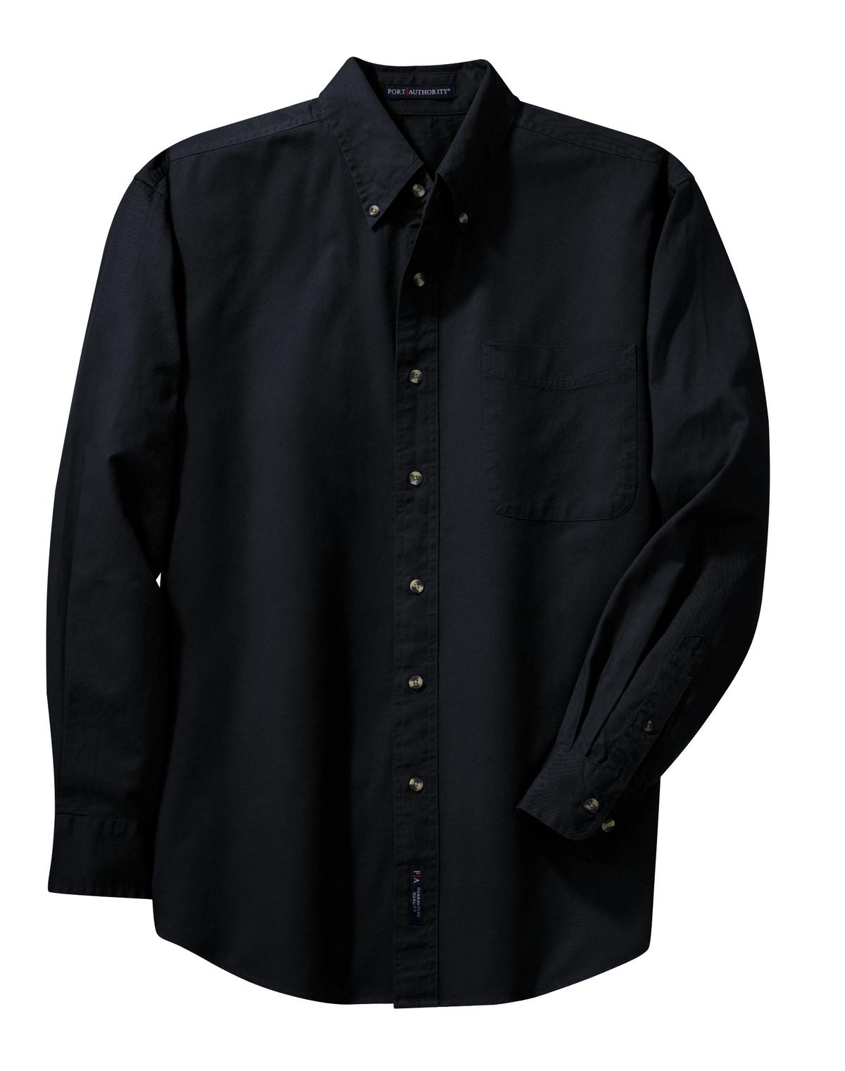 Front View of Classic Navy Port Authority Long Sleeve Twill Shirt. S600T