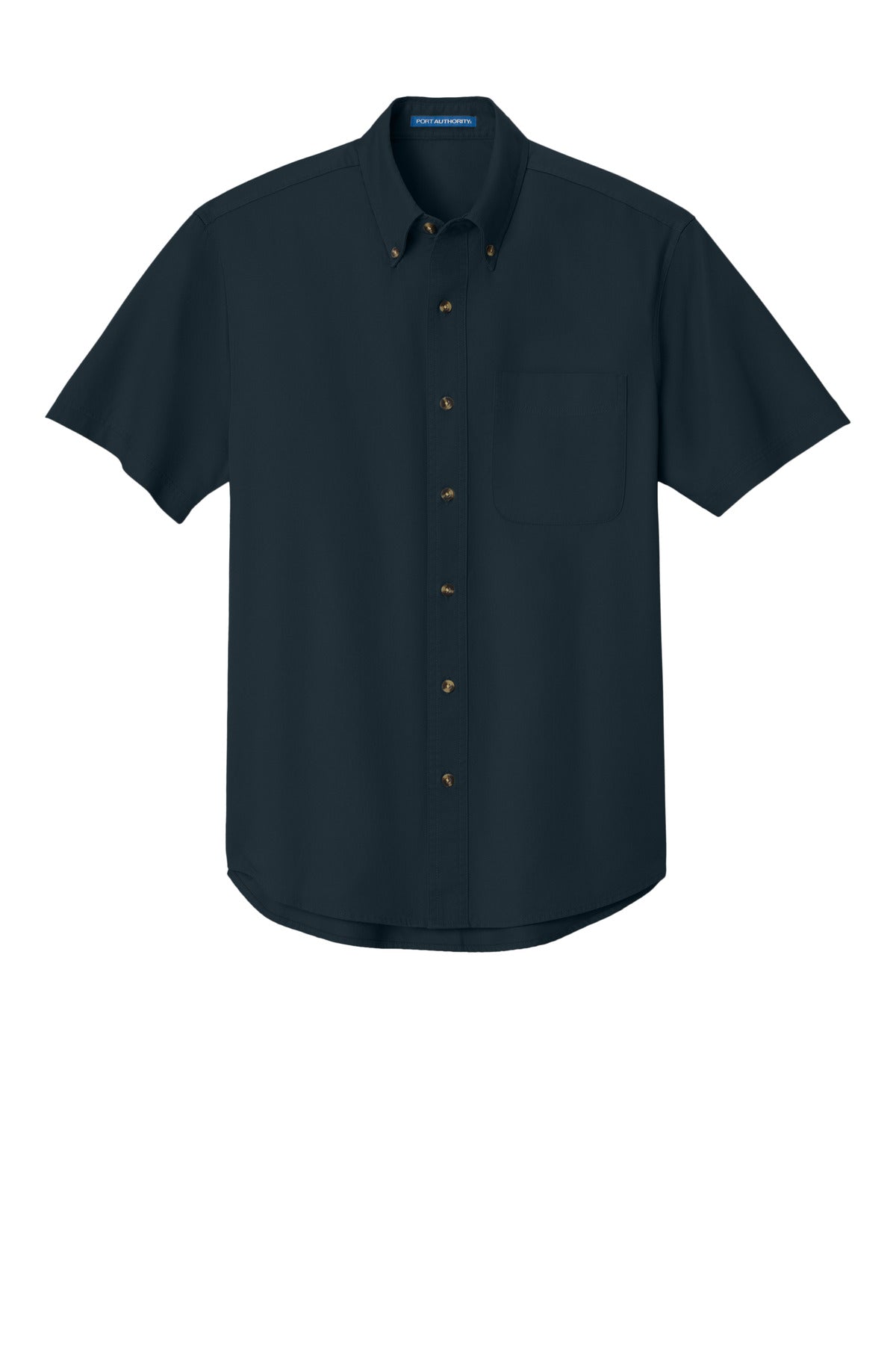 Front View of Classic Navy Port Authority Short Sleeve Twill Shirt. S500T