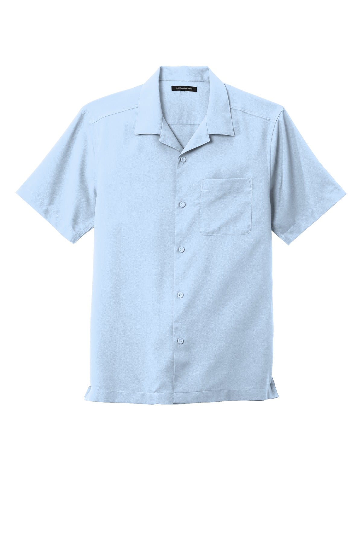 Front View of Cloud Blue Port Authority Short Sleeve Performance Staff Shirt W400