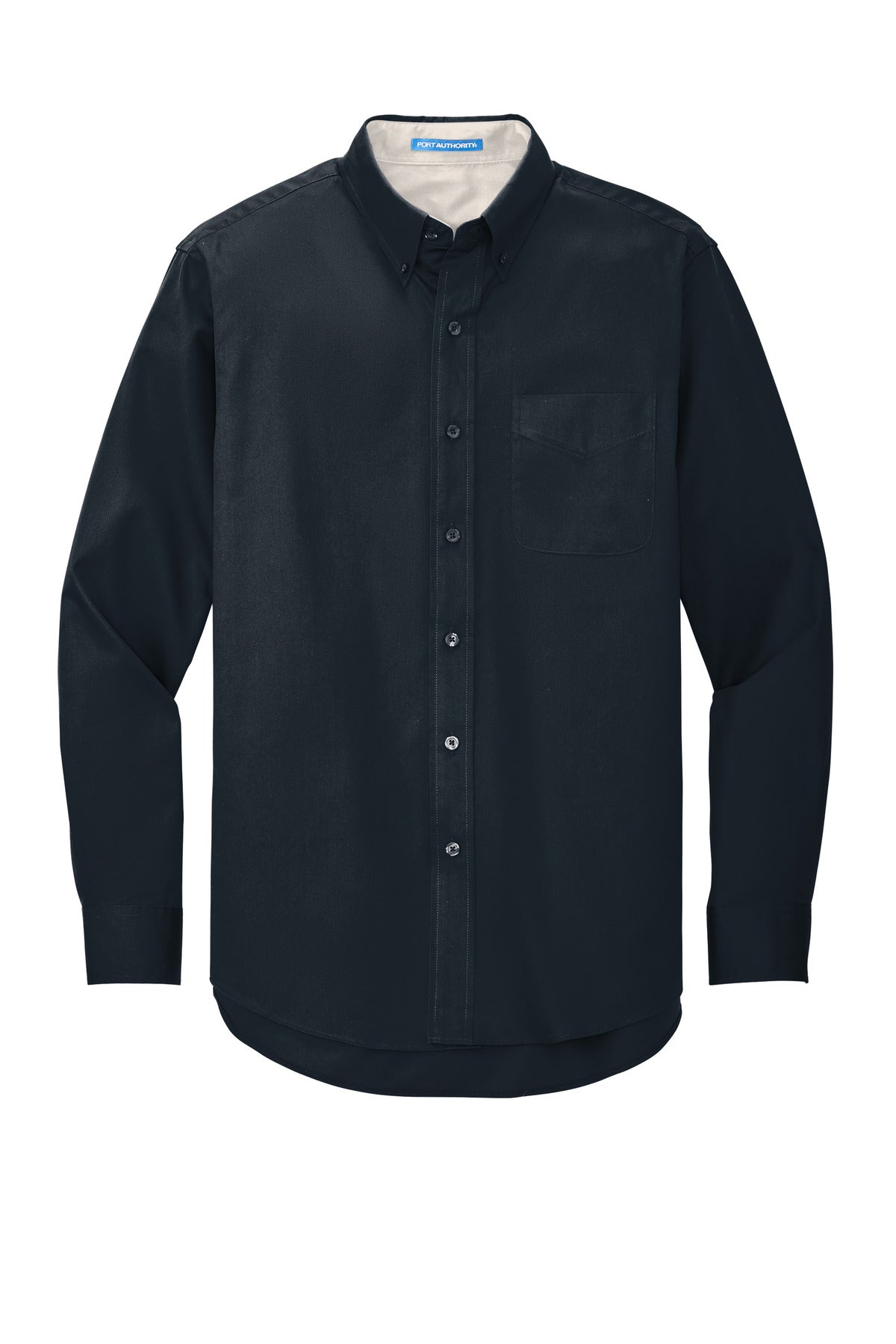 Front View of Clsc Nvy/LtStn Port Authority Extended Size Long Sleeve Easy Care Shirt S608ES