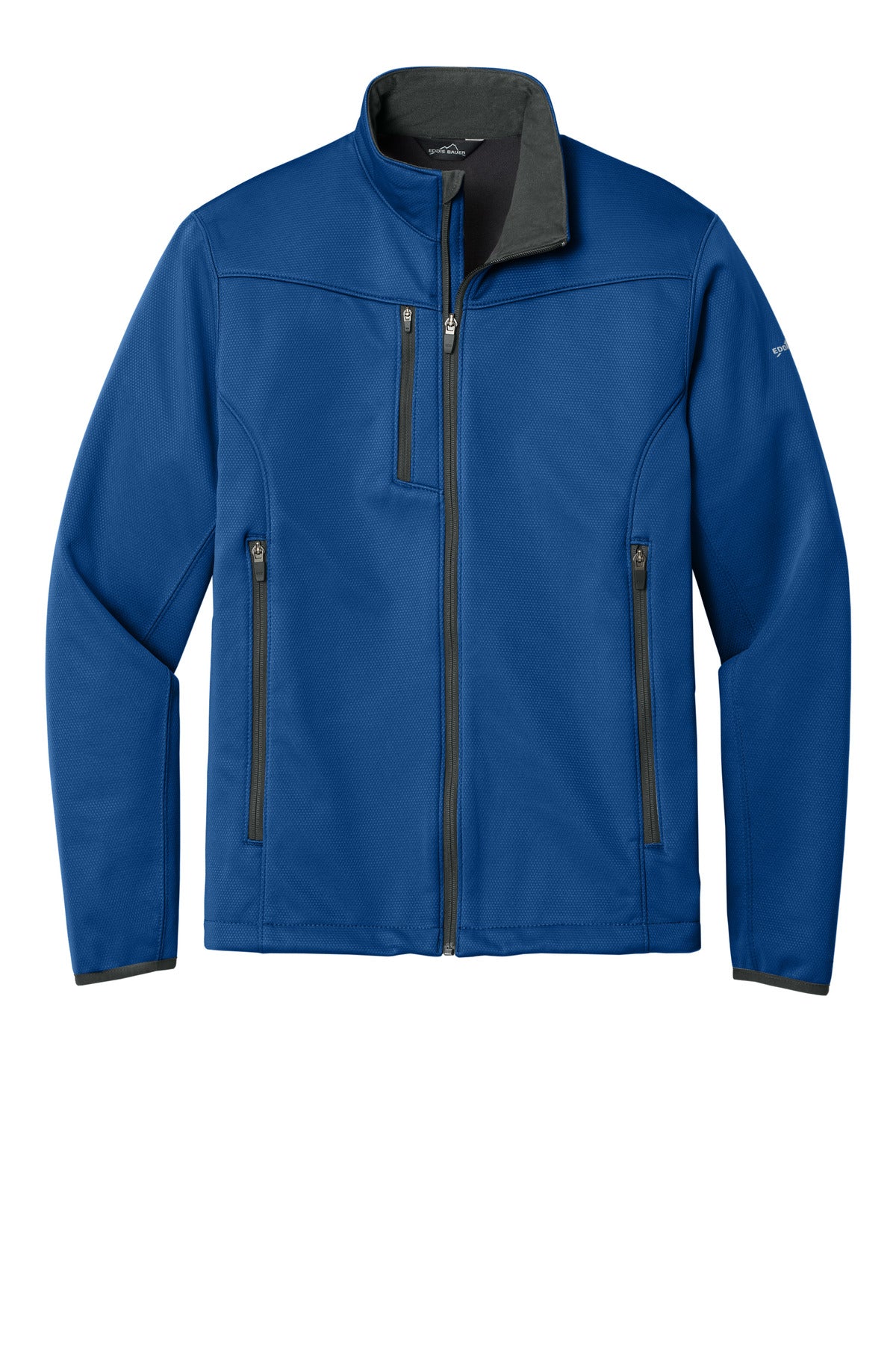 Front View of Cobalt Blue Eddie Bauer Weather-Resist Soft Shell Jacket. EB538