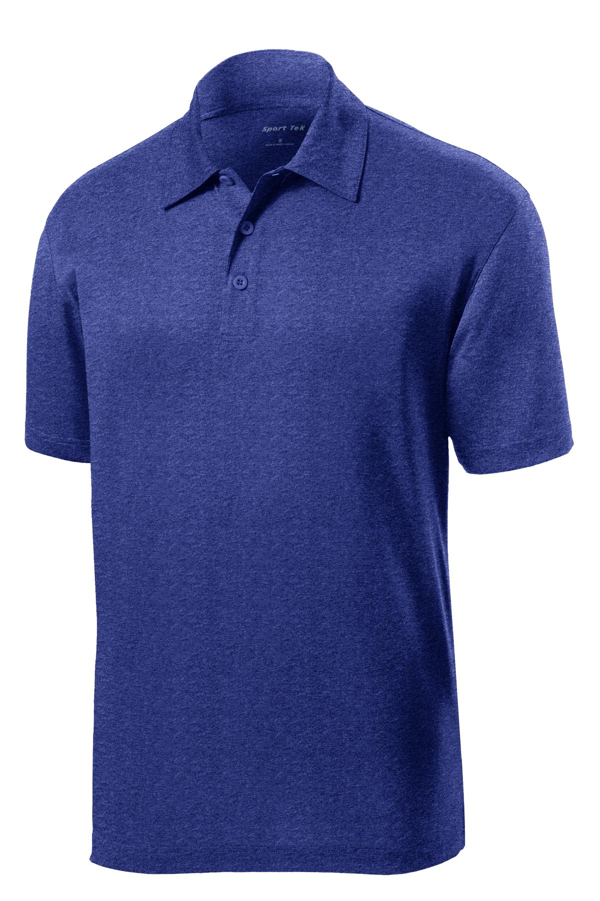 Front View of Cobalt Hthr Sport-Tek Heather Contender Polo. ST660