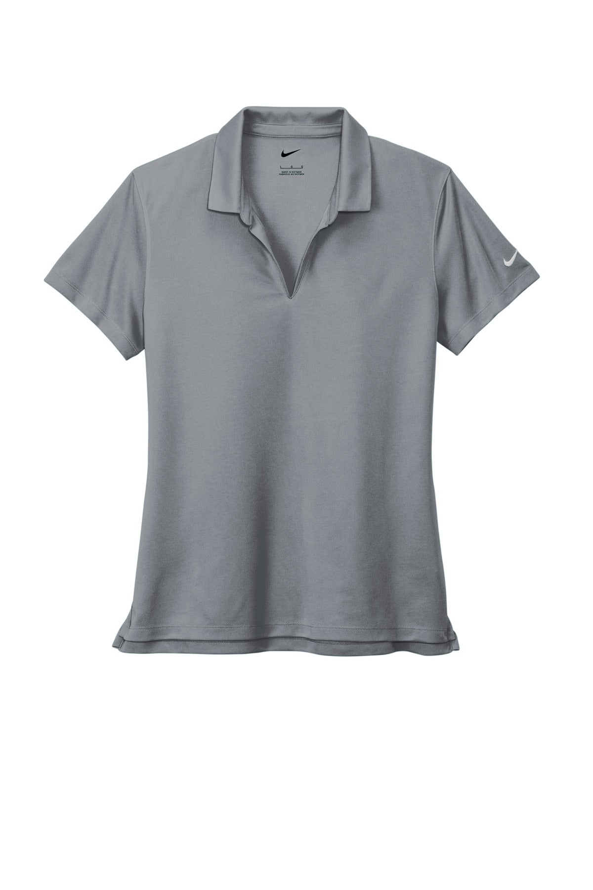Front View of CoolGrey Nike Women's Dri-FIT Micro Pique 2.0 Polo NKDC1991