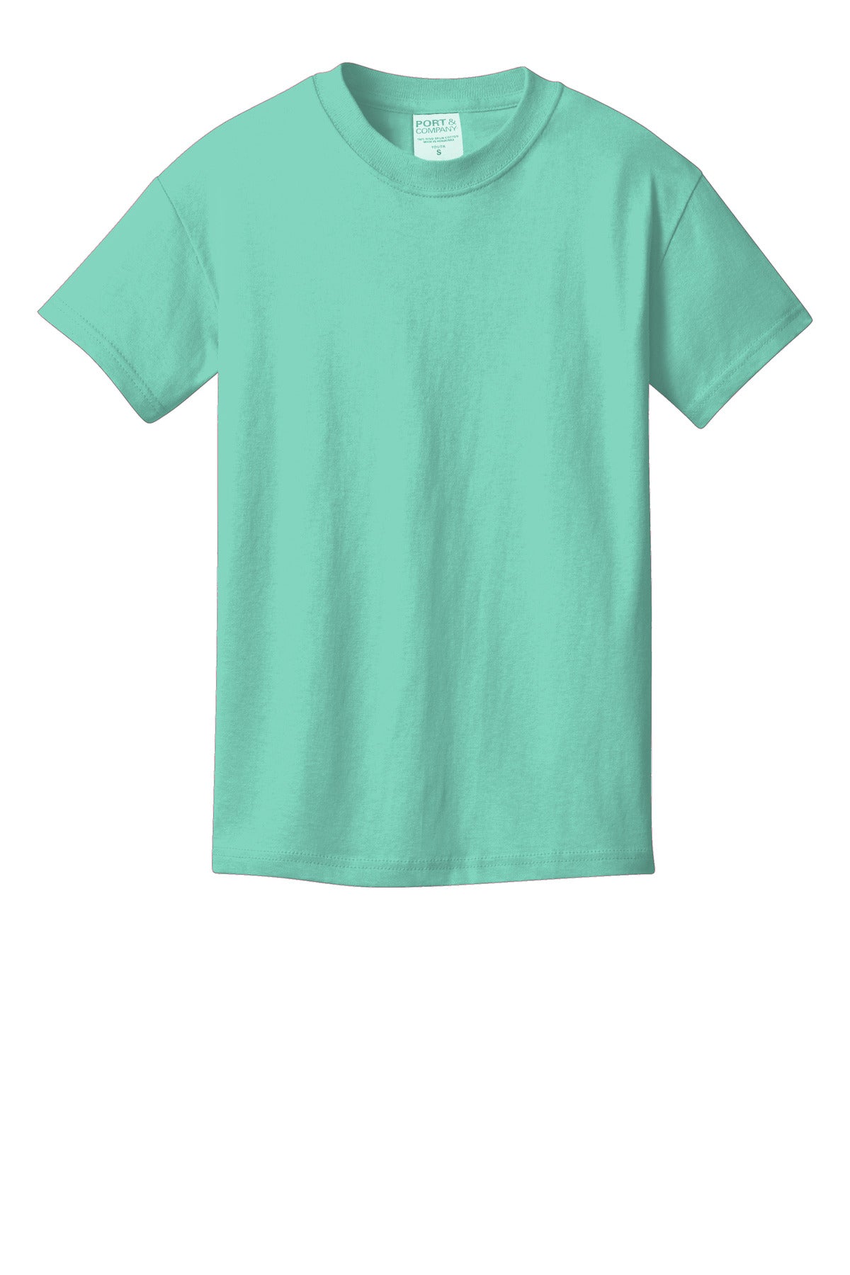 Front View of CoolMint Port & Company Youth Beach Wash Garment-Dyed Tee. PC099Y