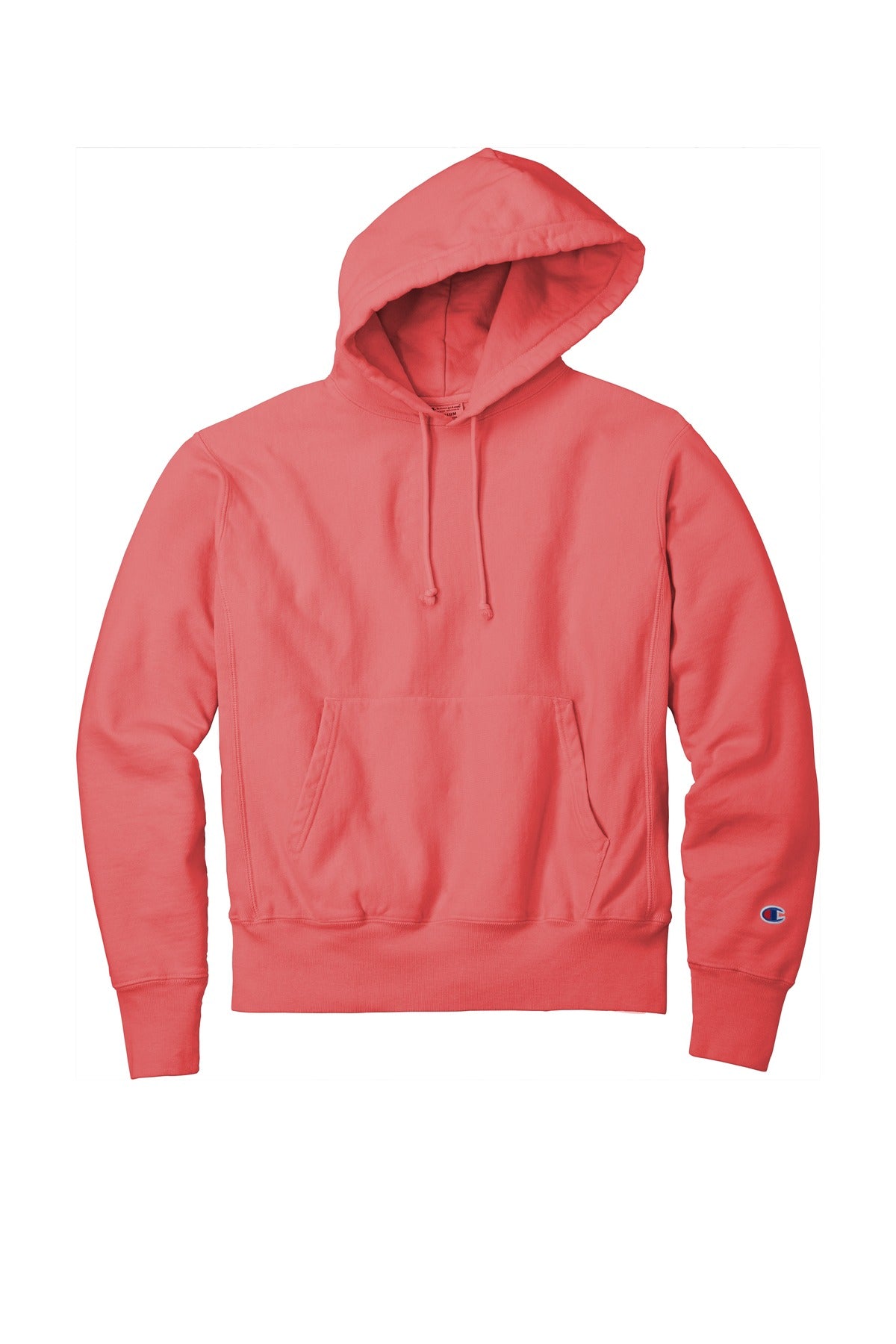 Front View of CoralCraze Champion Reverse Weave Garment-Dyed Hooded Sweatshirt. GDS101