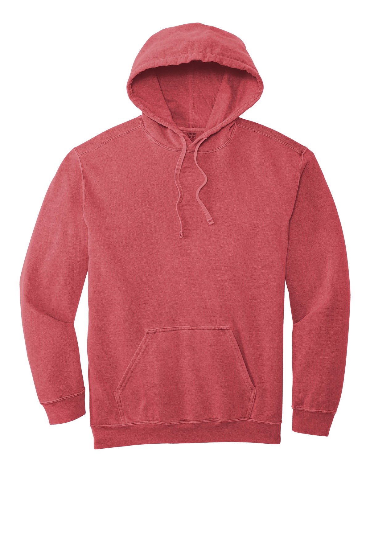 Front View of Crimson COMFORT COLORS Ring Spun Hooded Sweatshirt. 1567