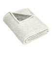 Front View of Dark Choc Brn Port Authority Plush Texture Blanket. BP35