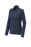 Front View of Dark Denim Hth Sport-Tek Women's Exchange 1.5 Long Sleeve 1/2-Zip LST711