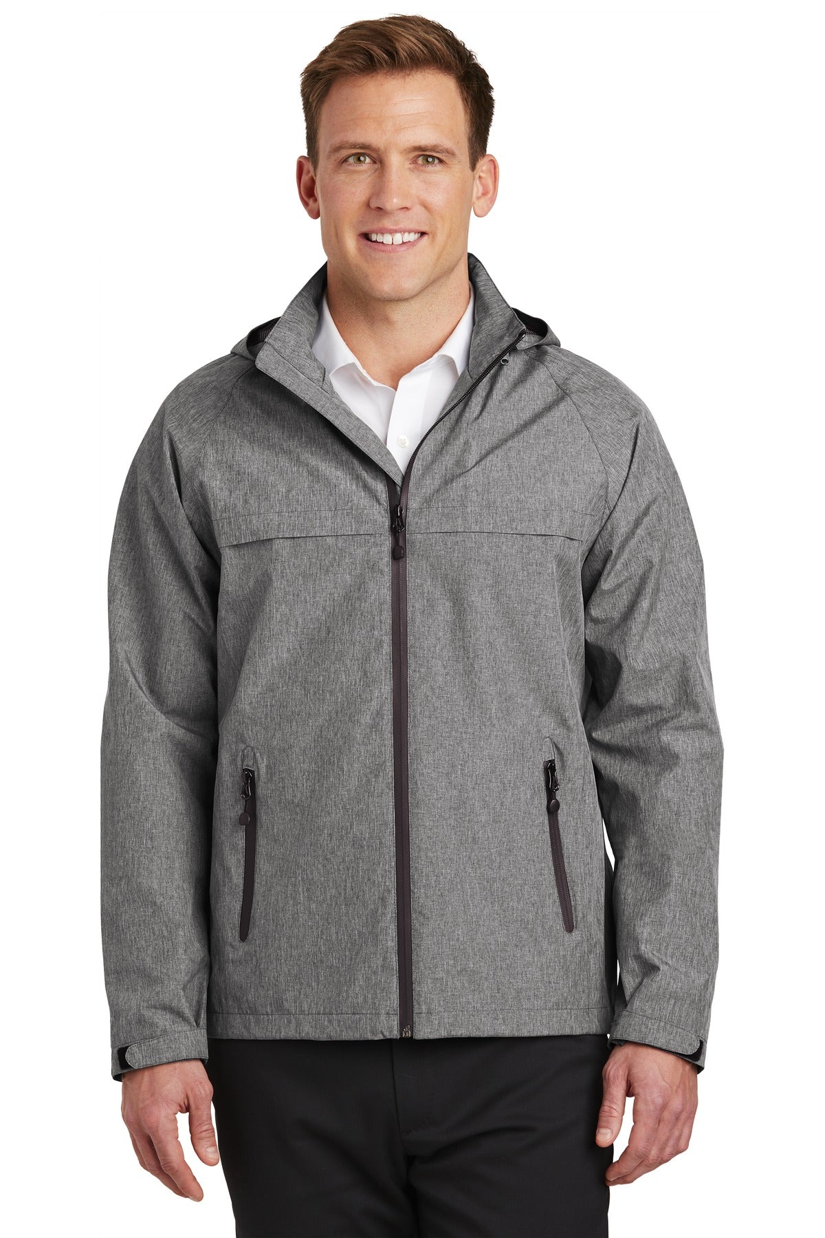 Front View of Dark Grey Hthr Port Authority Torrent Waterproof Jacket. J333