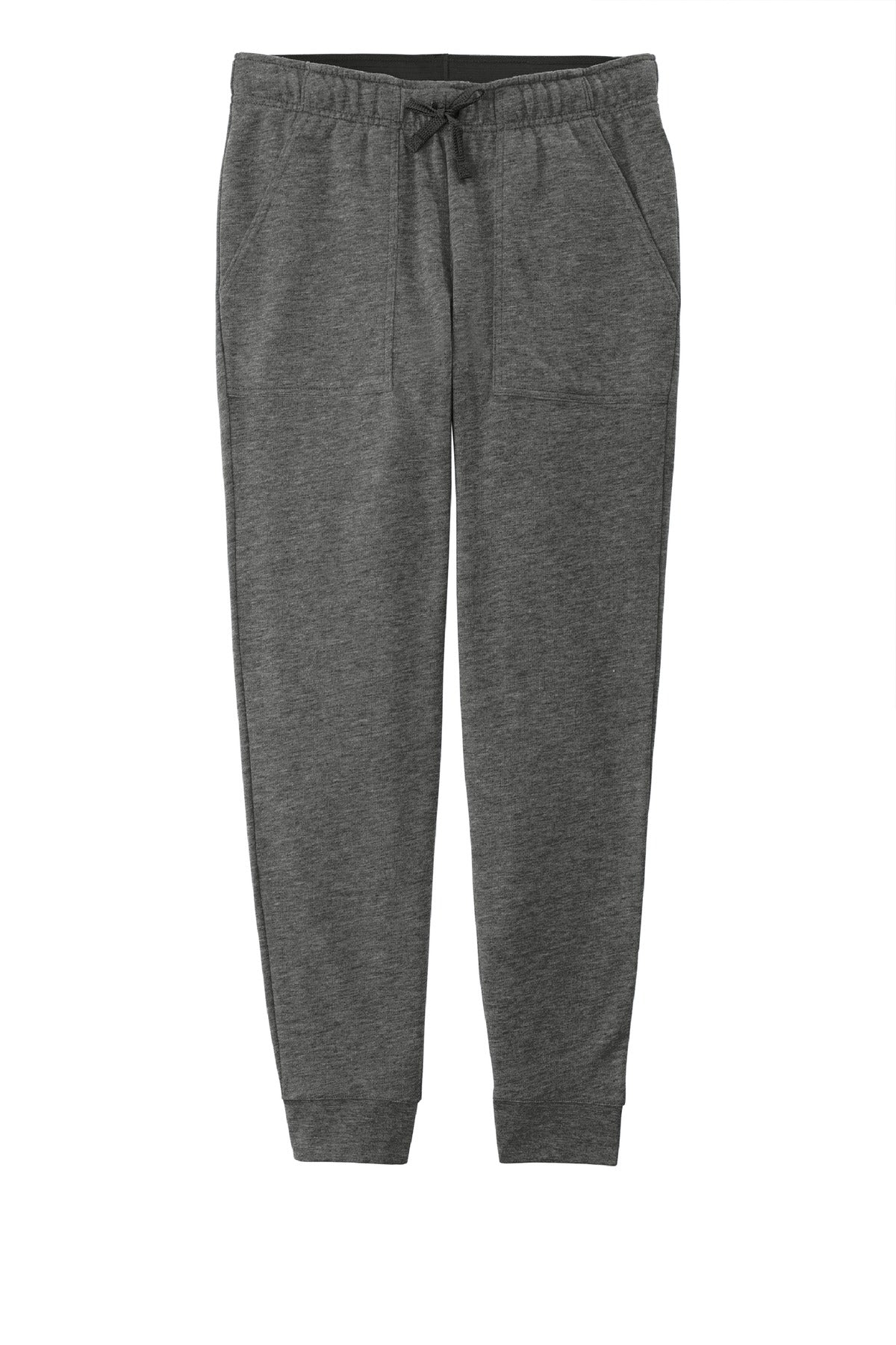 Front View of Dark Grey Hthr Sport-Tek Women's PosiCharge Tri-Blend Wicking Fleece Jogger LST299