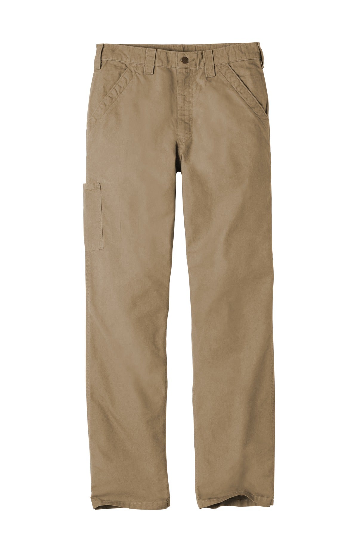 Front View of Dark Khaki Carhartt Canvas Work Dungaree. CTB151