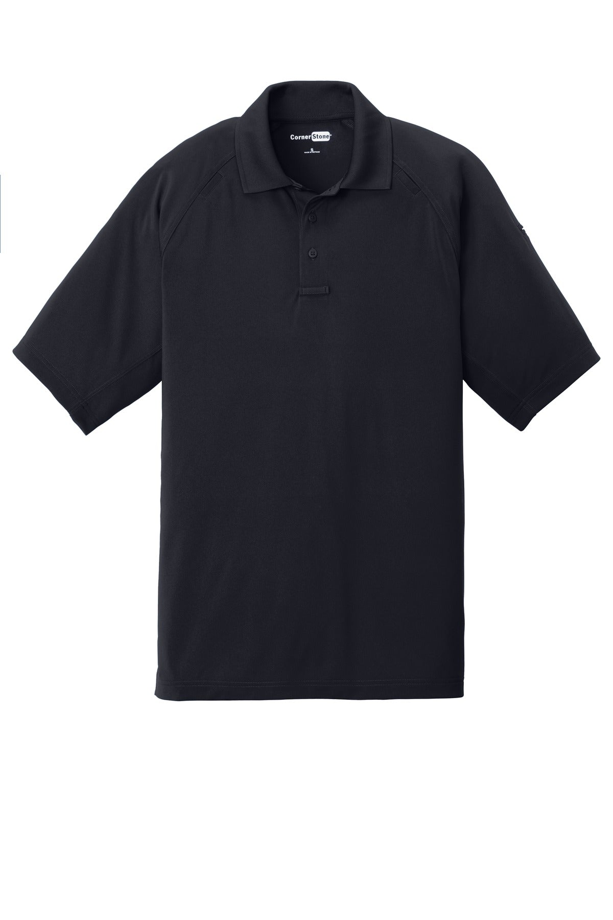 Front View of Dark Navy CornerStone Select Lightweight Snag-Proof Tactical Polo. CS420