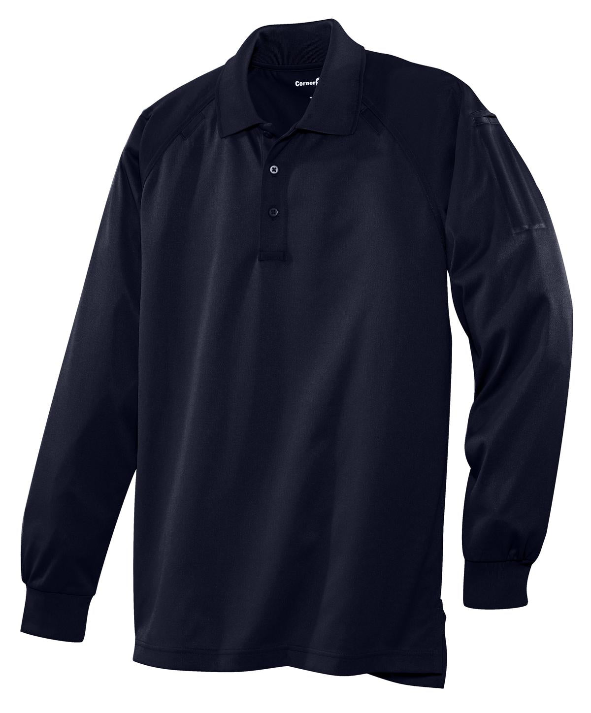 Front View of Dark Navy CornerStone - Select Long Sleeve Snag-Proof Tactical Polo. CS410LS