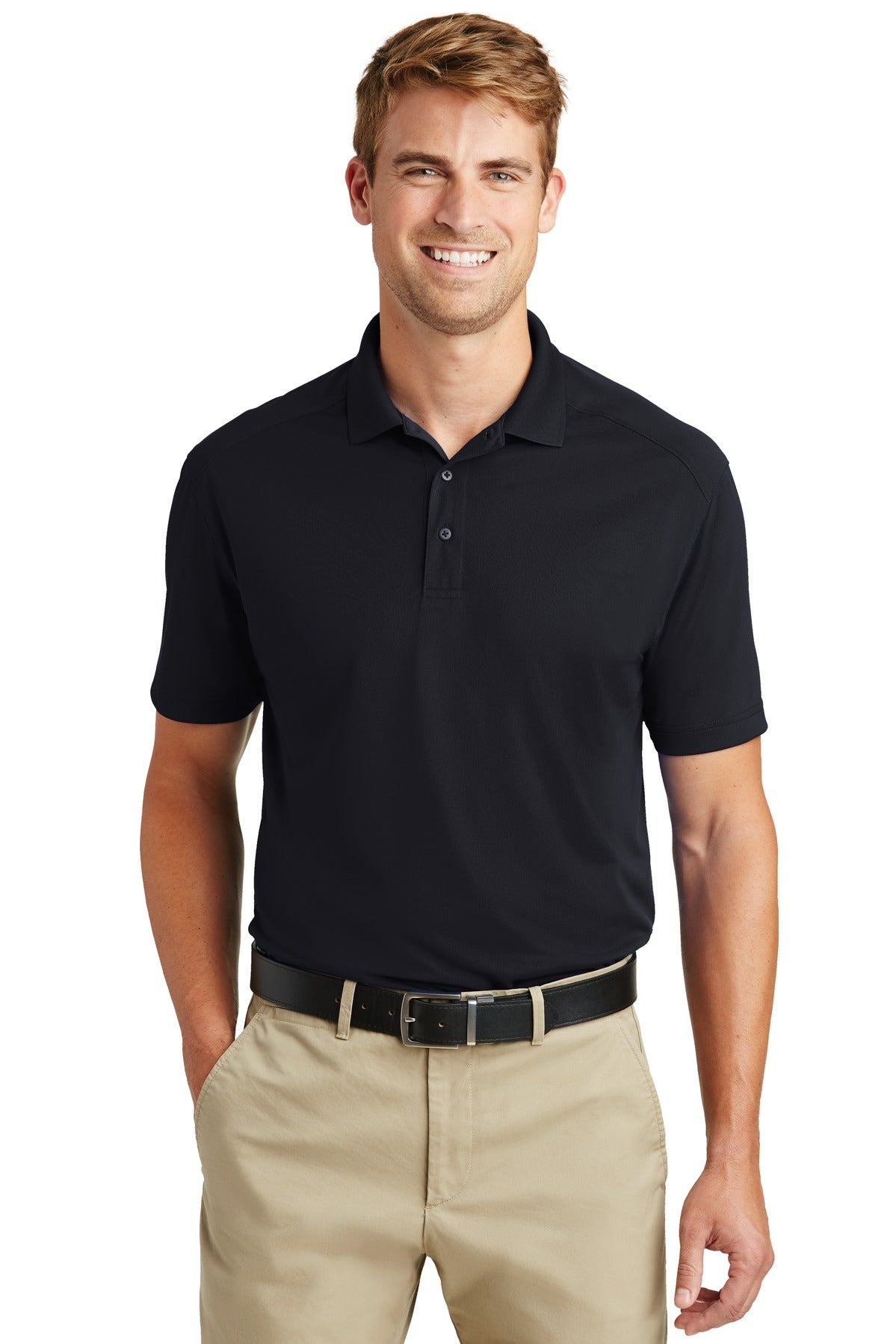 Front View of Dark Navy CornerStone Tall Select Lightweight Snag-Proof Polo TLCS418