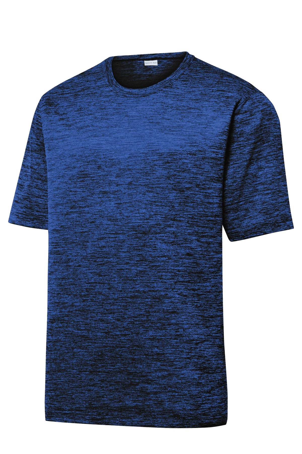Front View of Dark Roy-Blk E Sport-Tek PosiCharge Electric Heather Tee. ST390