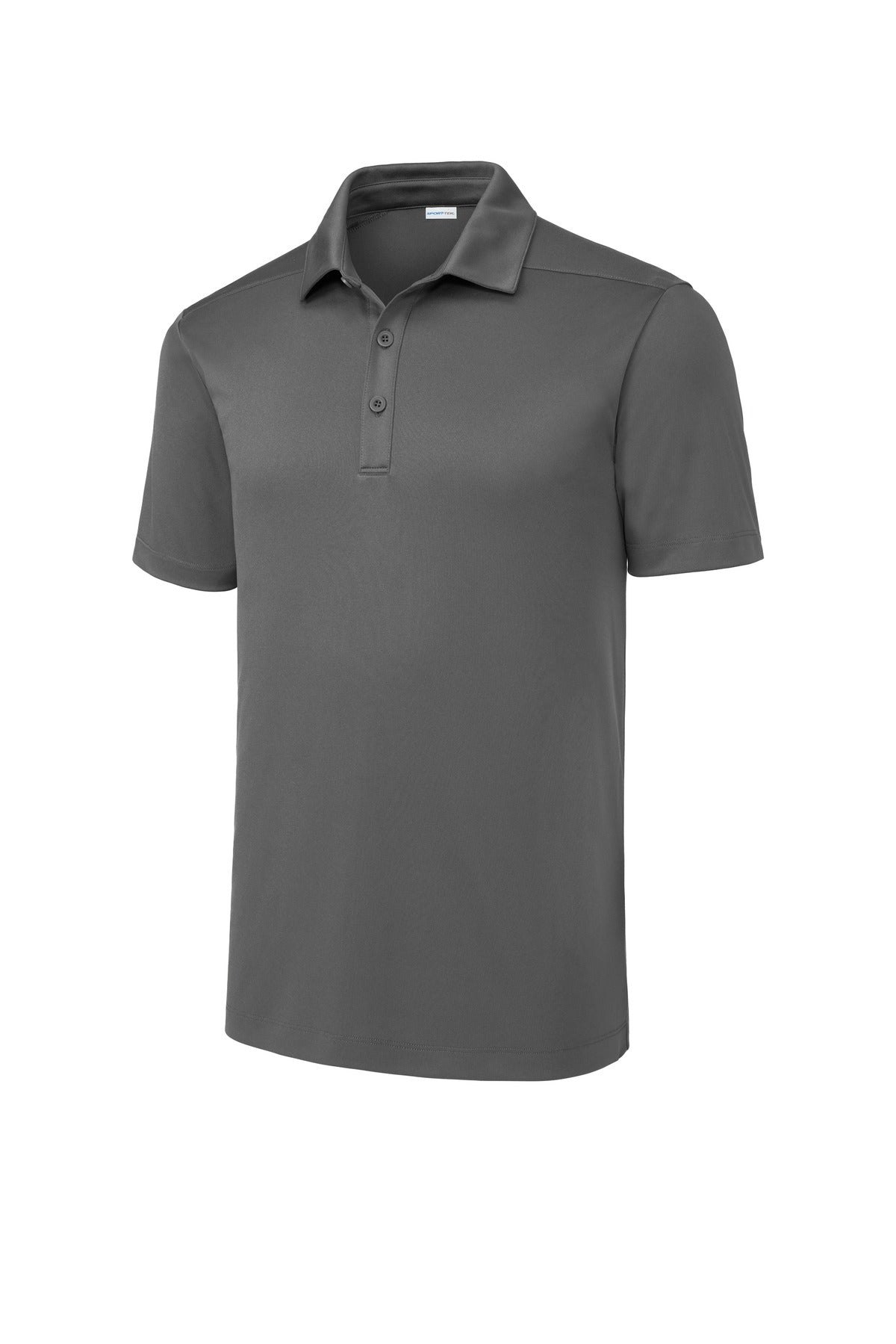 Front View of Dark Smoke Gry Sport-Tek Posi-UV Pro Polo. ST520
