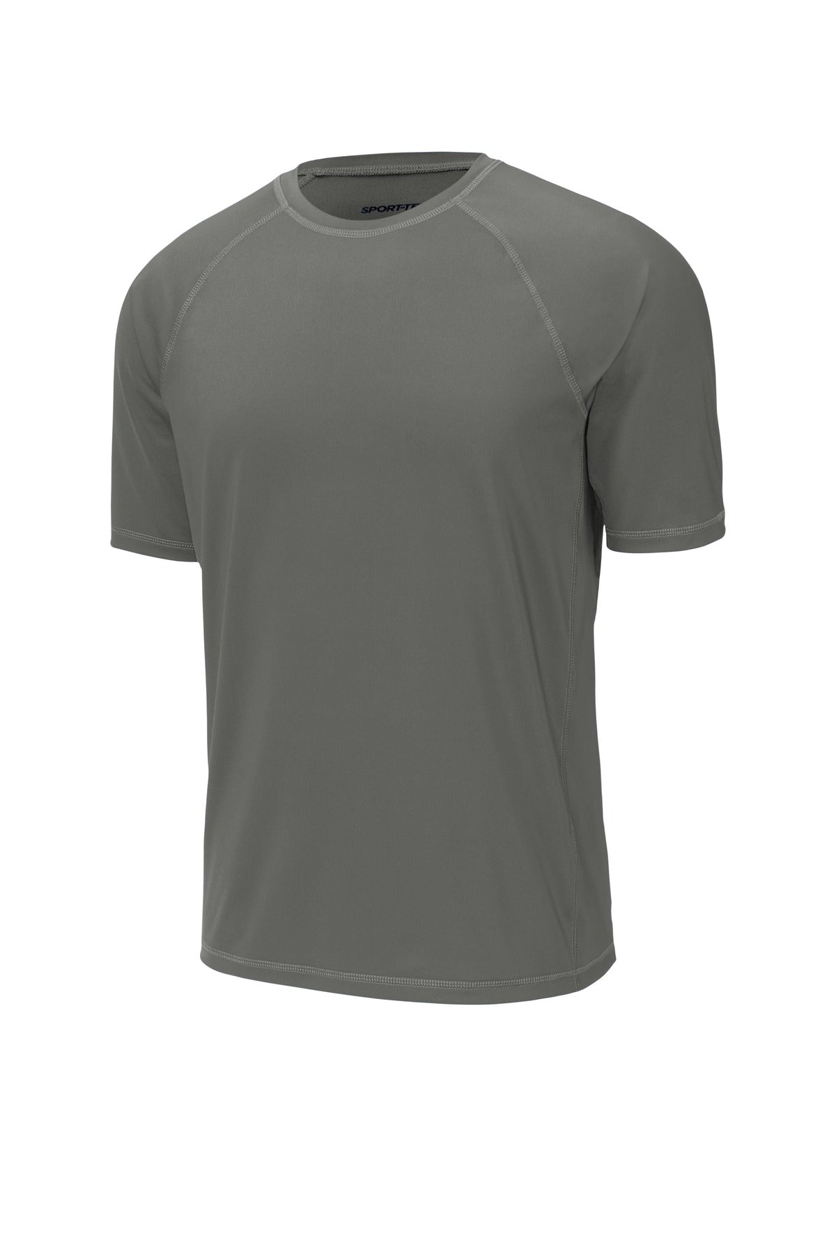 Front View of Dark Smoke Gry Sport-Tek Rashguard Tee. ST470