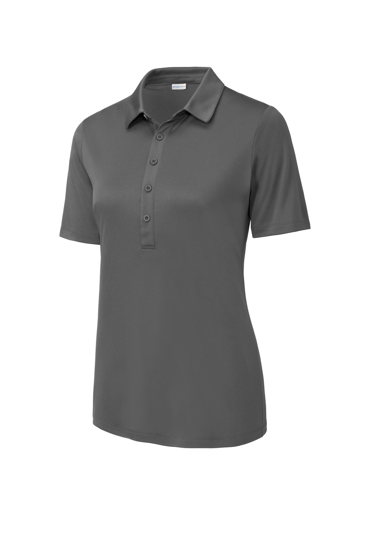 Front View of Dark Smoke Gry Sport-Tek Women's Posi-UV Pro Polo. LST520