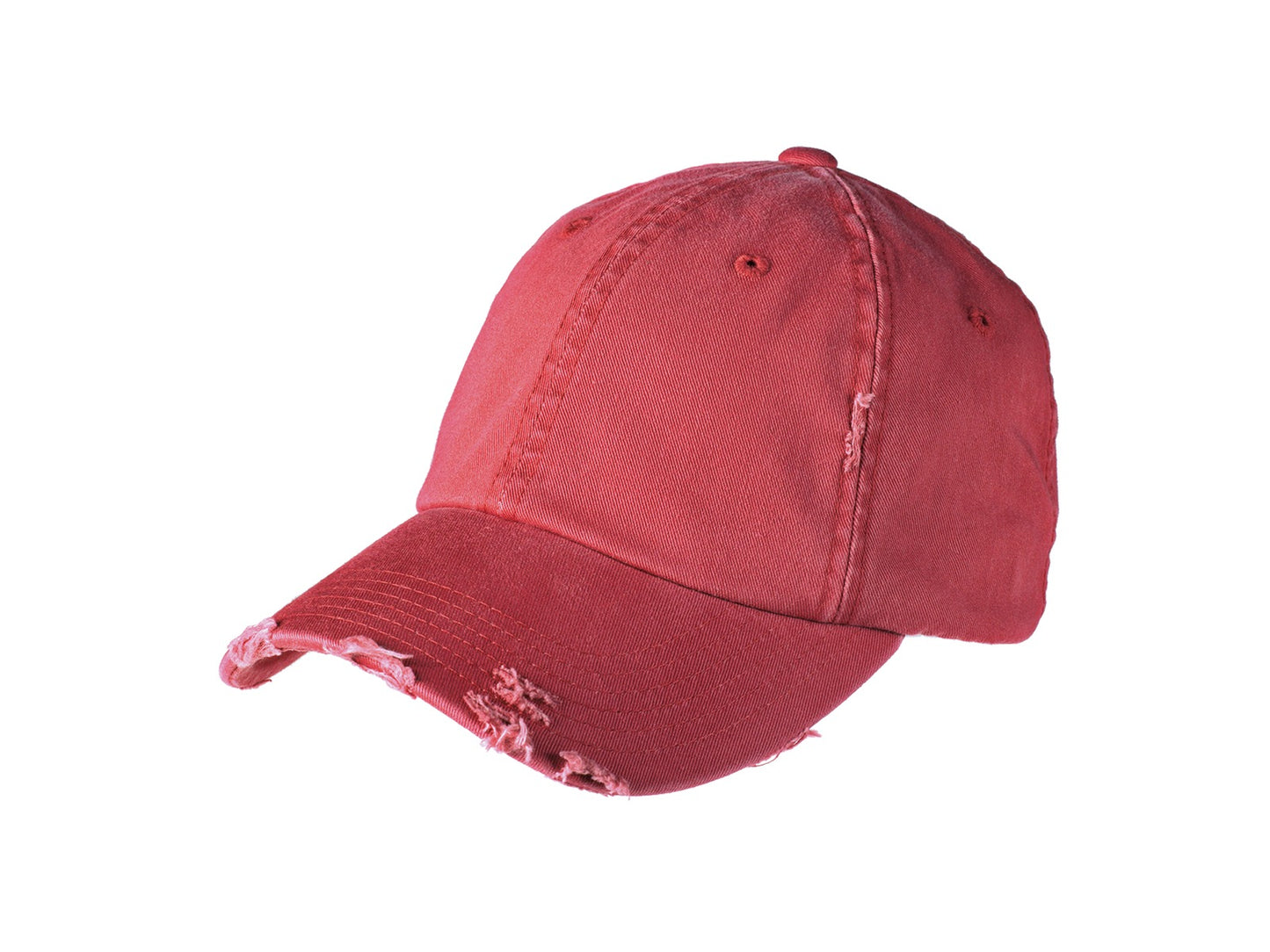 Front View of Dashing Red District Distressed Cap. DT600
