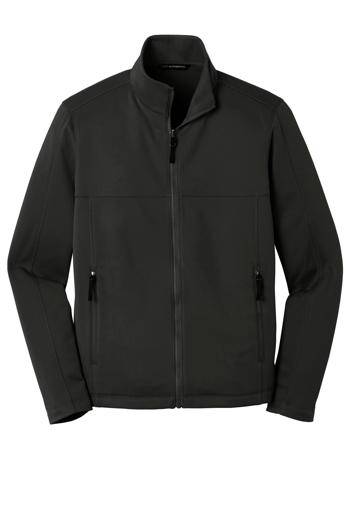 Front View of Deep Black Port Authority Collective Smooth Fleece Jacket. F904