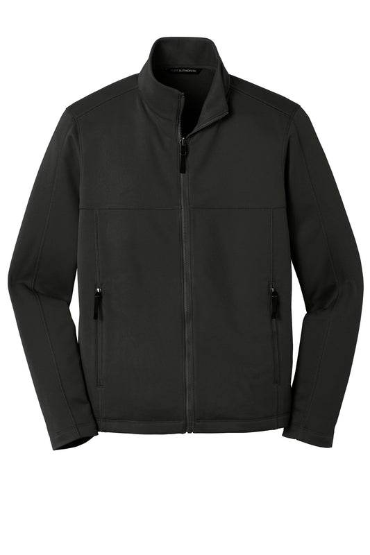 Front View of Deep Black Port Authority Collective Smooth Fleece Jacket. F904