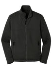 Front View of Deep Black Port Authority Collective Smooth Fleece Jacket. F904