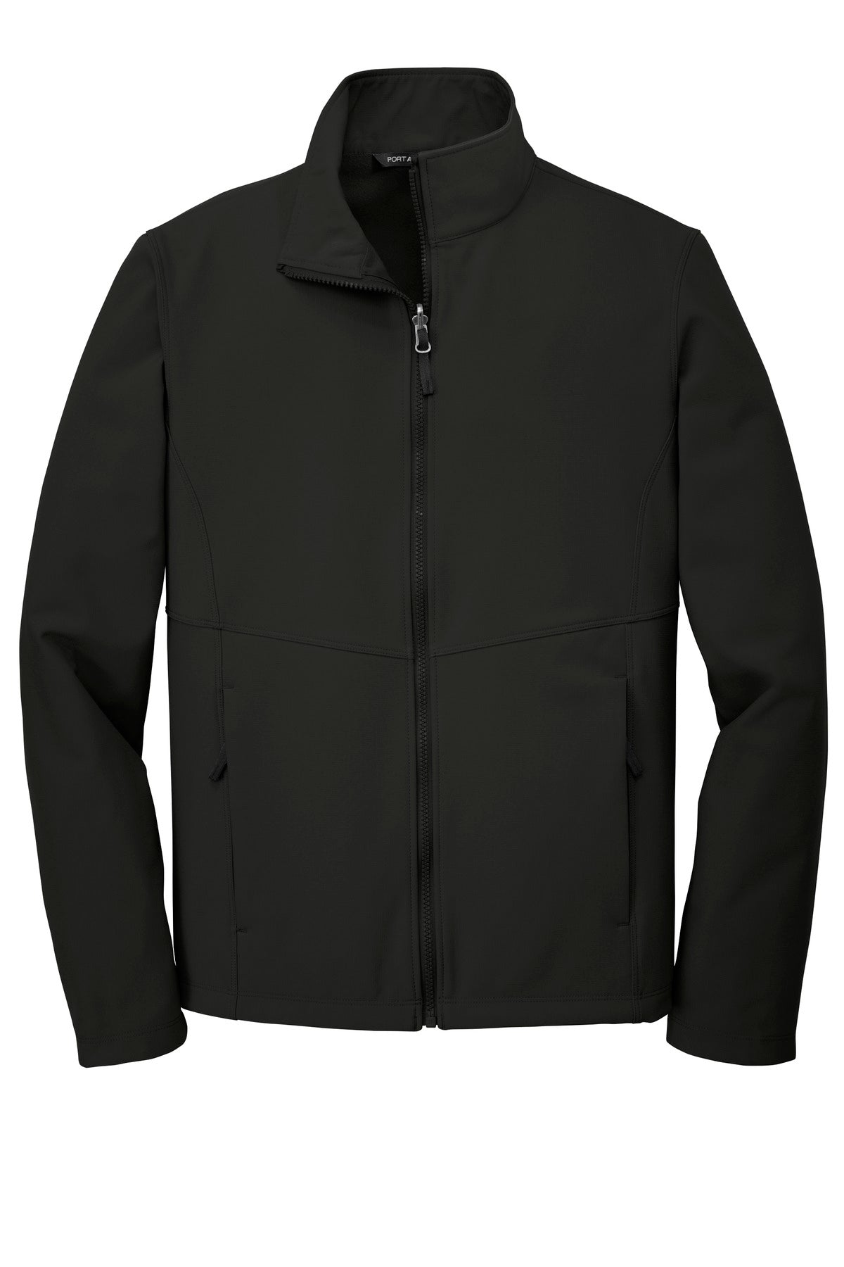 Front View of Deep Black Port Authority Collective Soft Shell Jacket. J901
