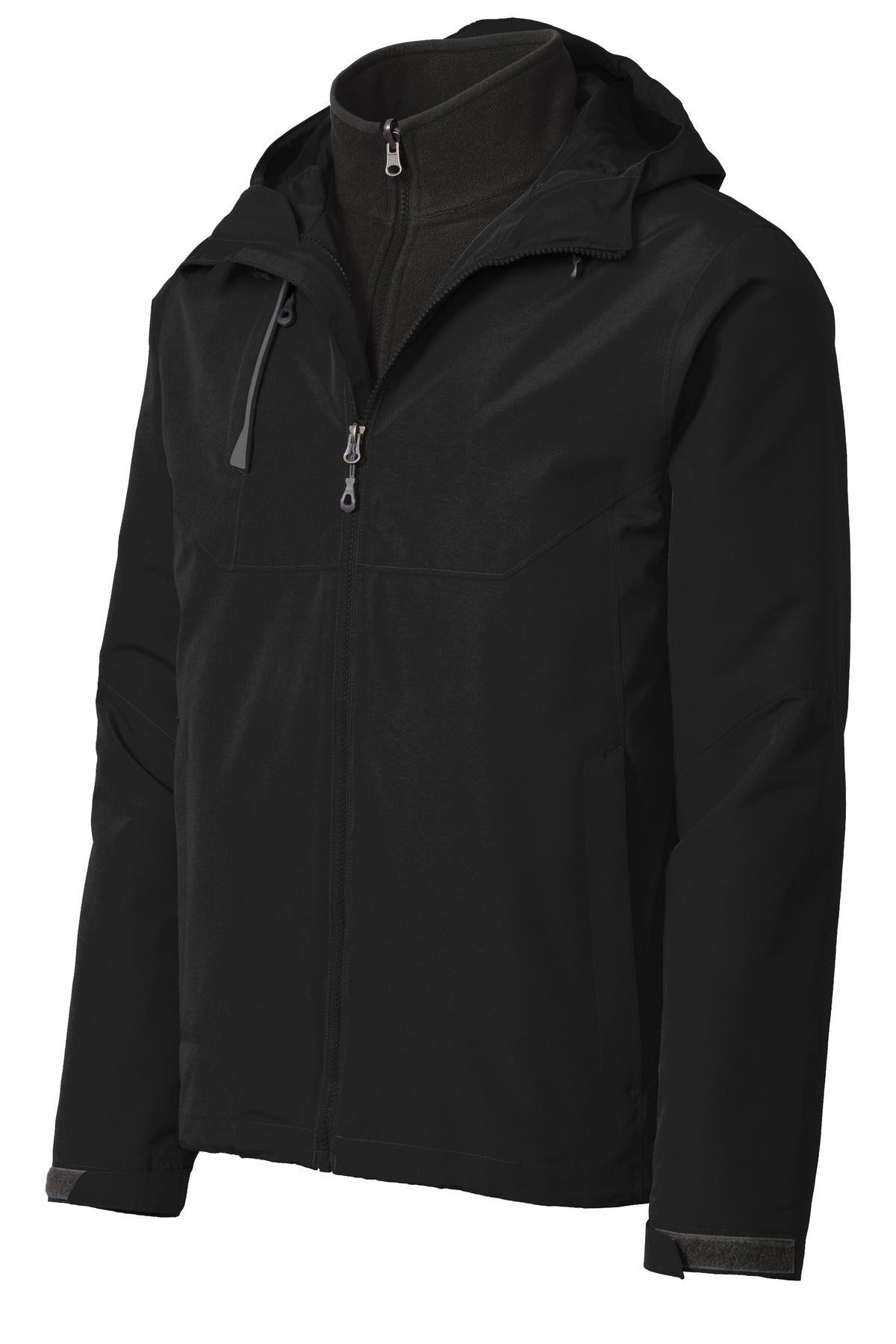 Front View of Deep Black Port Authority Merge 3-in-1 Jacket. J338