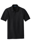 Front View of Deep Black Port Authority Tall Core Classic Pique Polo. TLK100