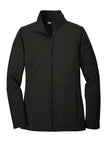 Front View of Deep Black Port Authority Women's Collective Soft Shell Jacket. L901