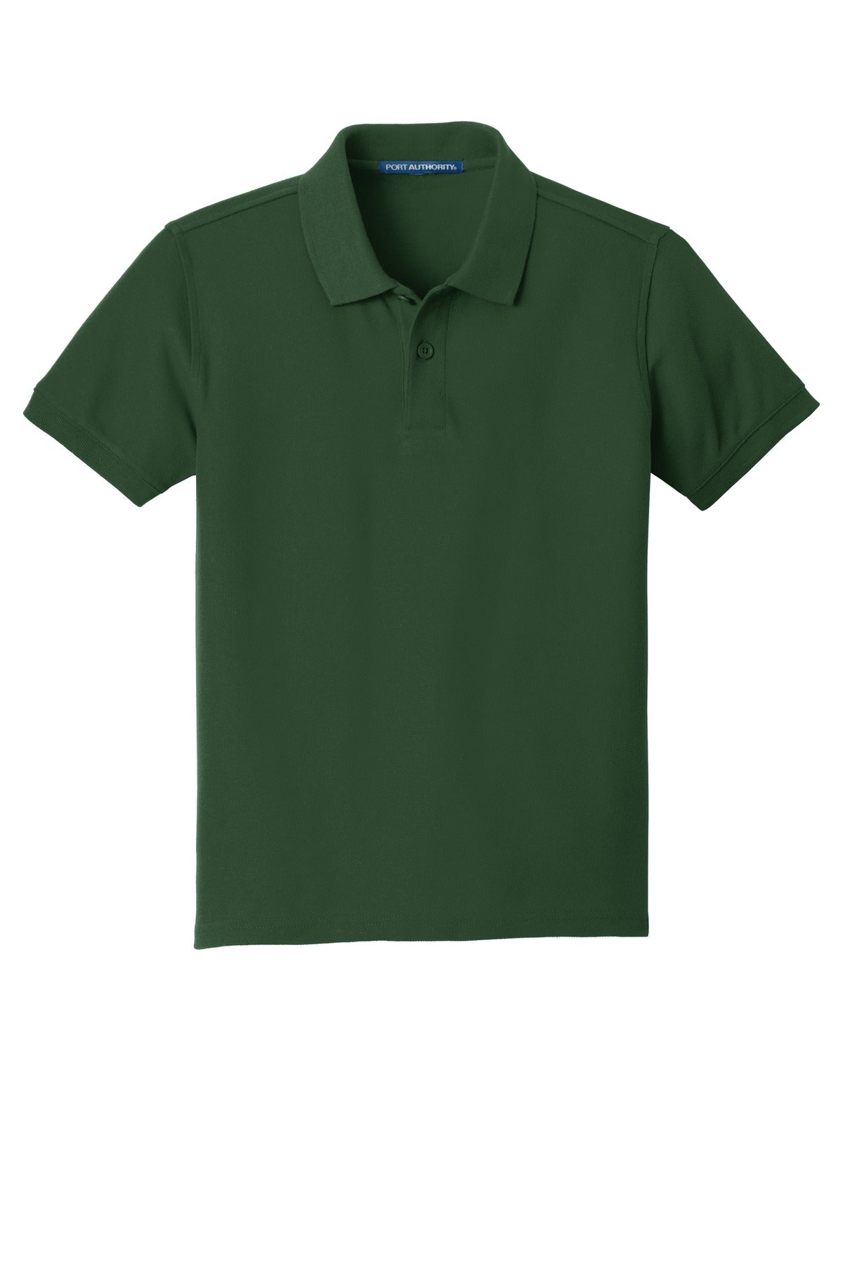 Front View of Deep For Green Port Authority Youth Core Classic Pique Polo. Y100