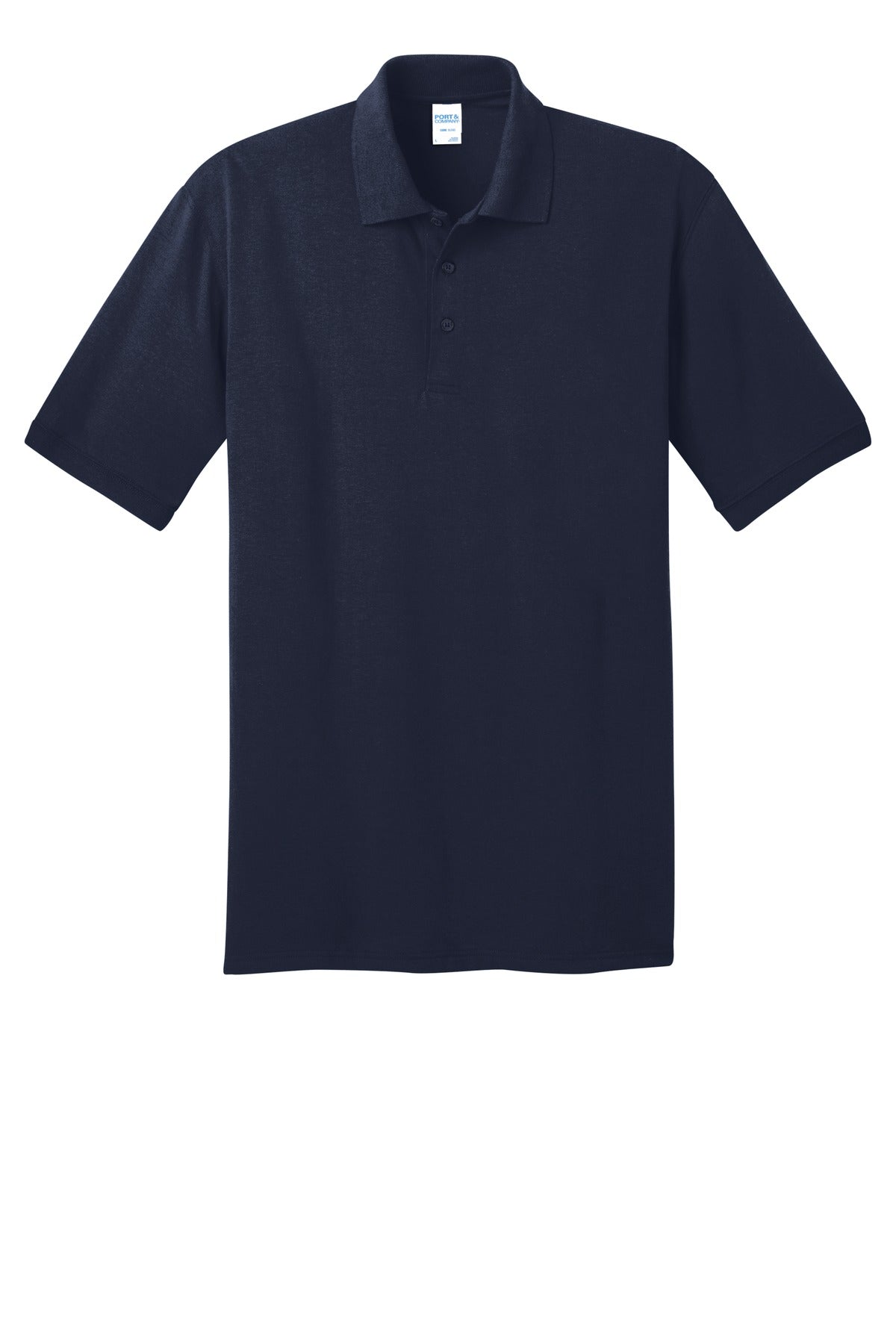 Front View of Deep Navy Port & Company Tall Core Blend Jersey Knit Polo. KP55T