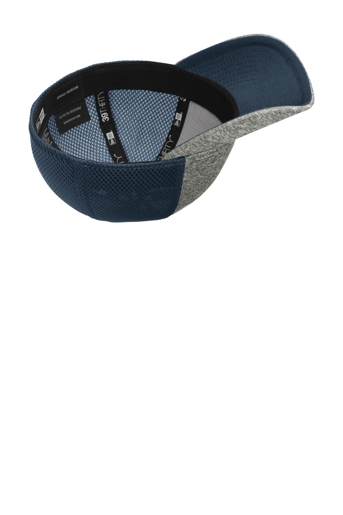 Front View of Deep Navy/Sh H New Era Shadow Stretch Mesh Cap. NE702