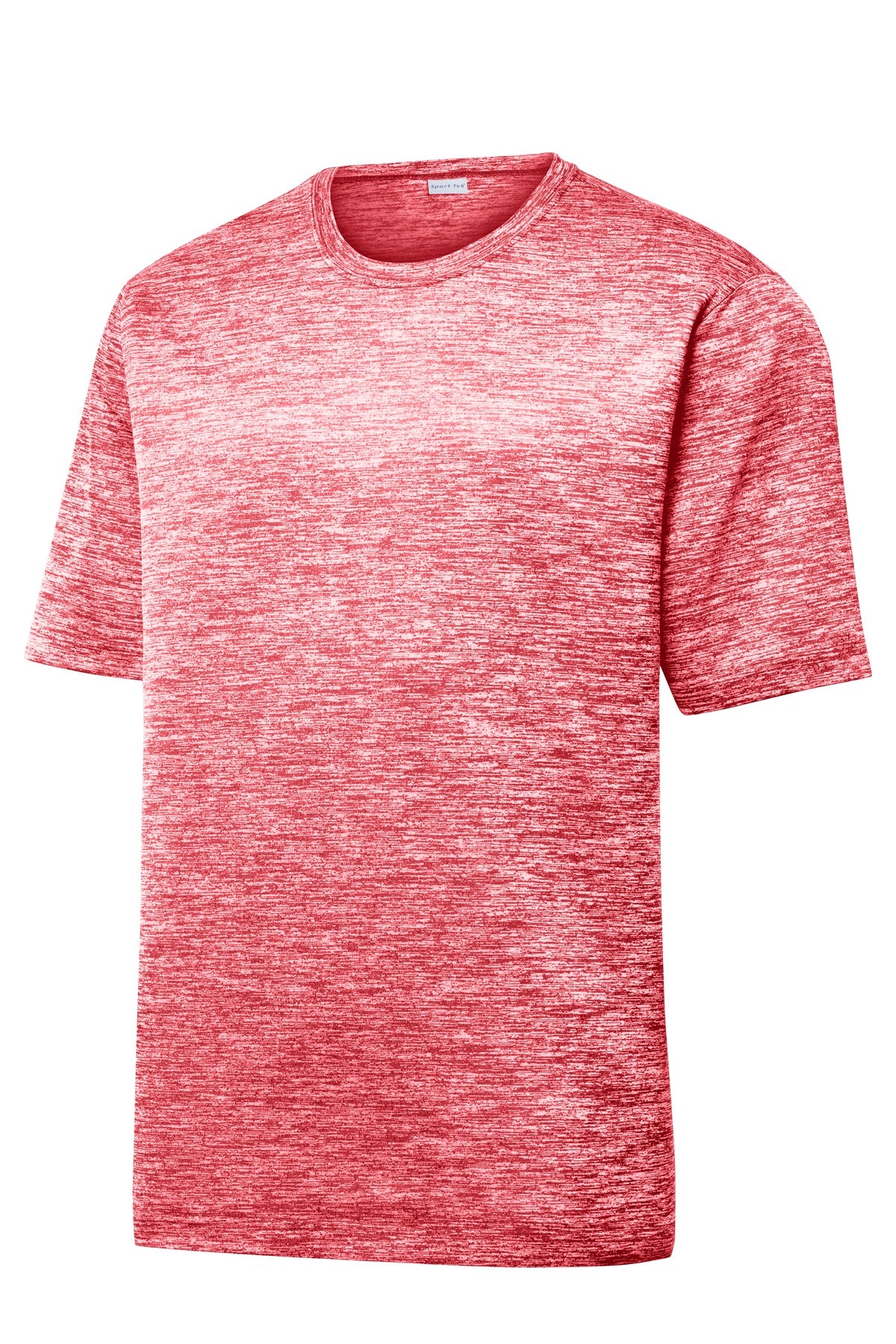 Front View of Deep Red Elect Sport-Tek PosiCharge Electric Heather Tee. ST390