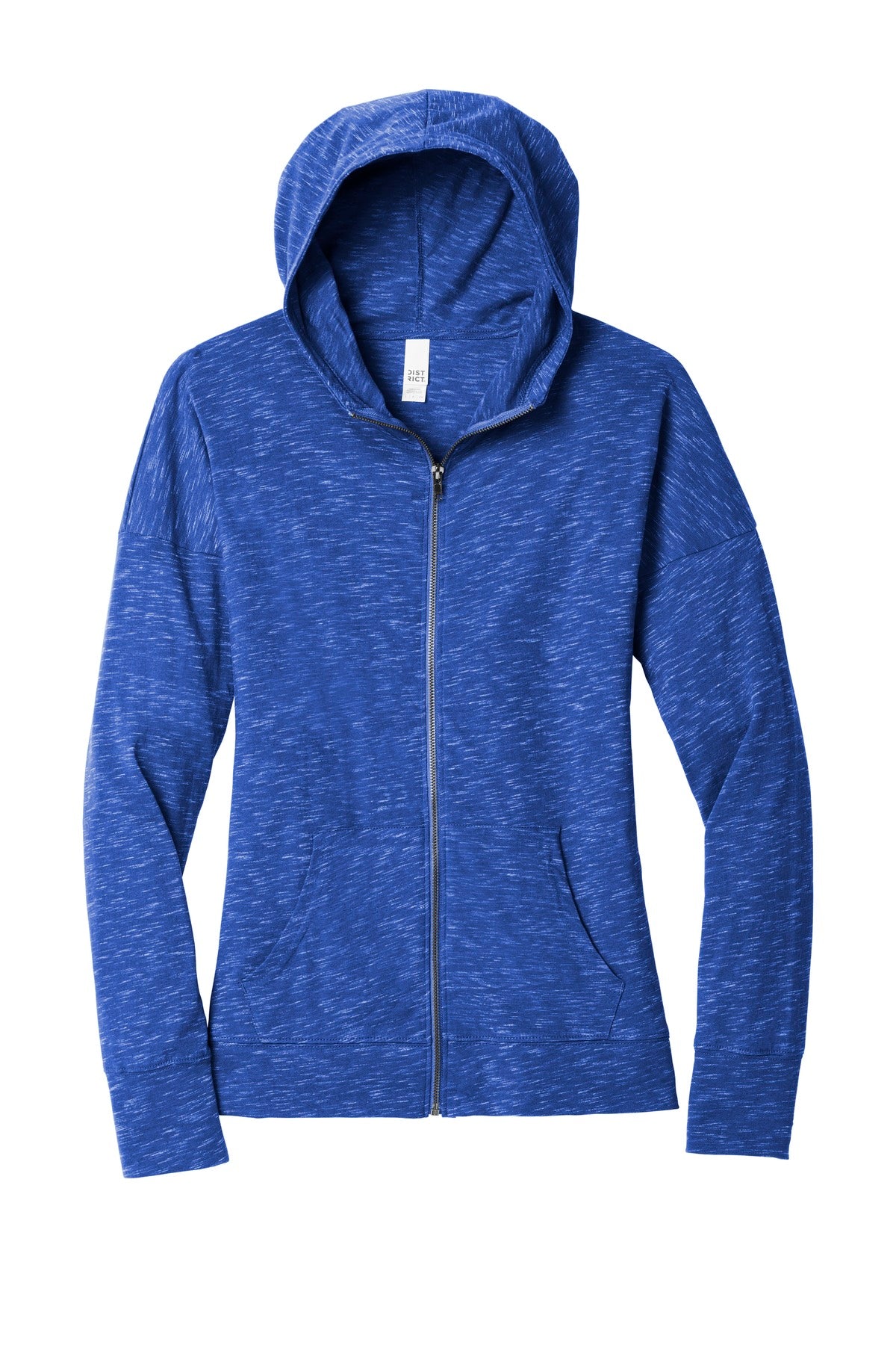 Front View of Deep Royal District Women's Medal Full-Zip Hoodie. DT665