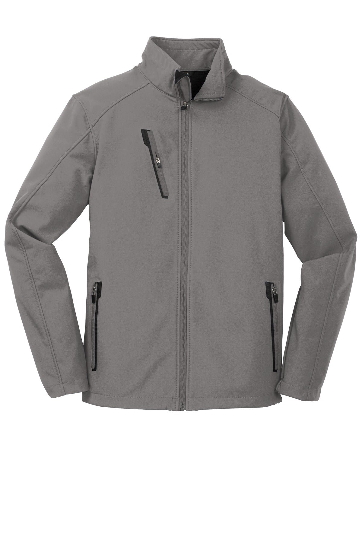 Front View of Deep Smoke Port Authority Welded Soft Shell Jacket. J324