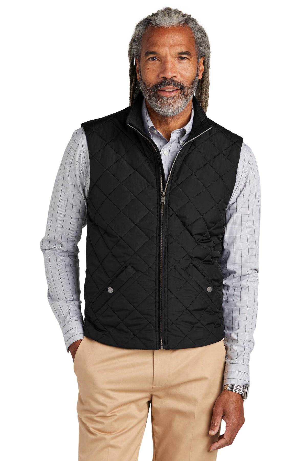 Front View of DeepBlack Brooks Brothers Quilted Vest BB18602