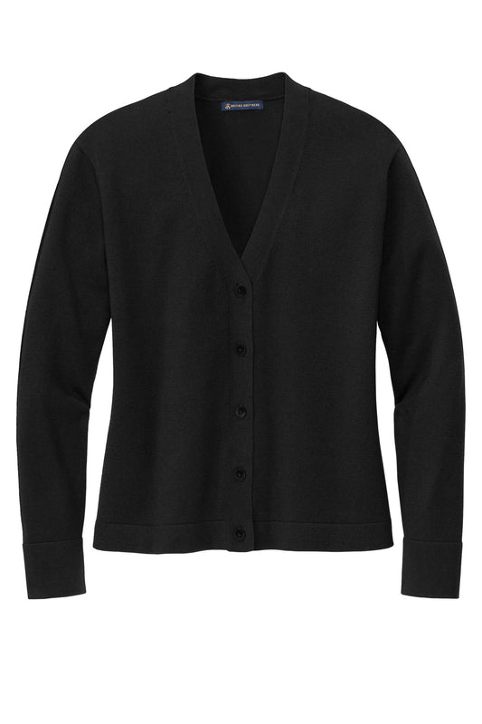 Front View of DeepBlack Brooks Brothers Women's Cotton Stretch Cardigan Sweater BB18405