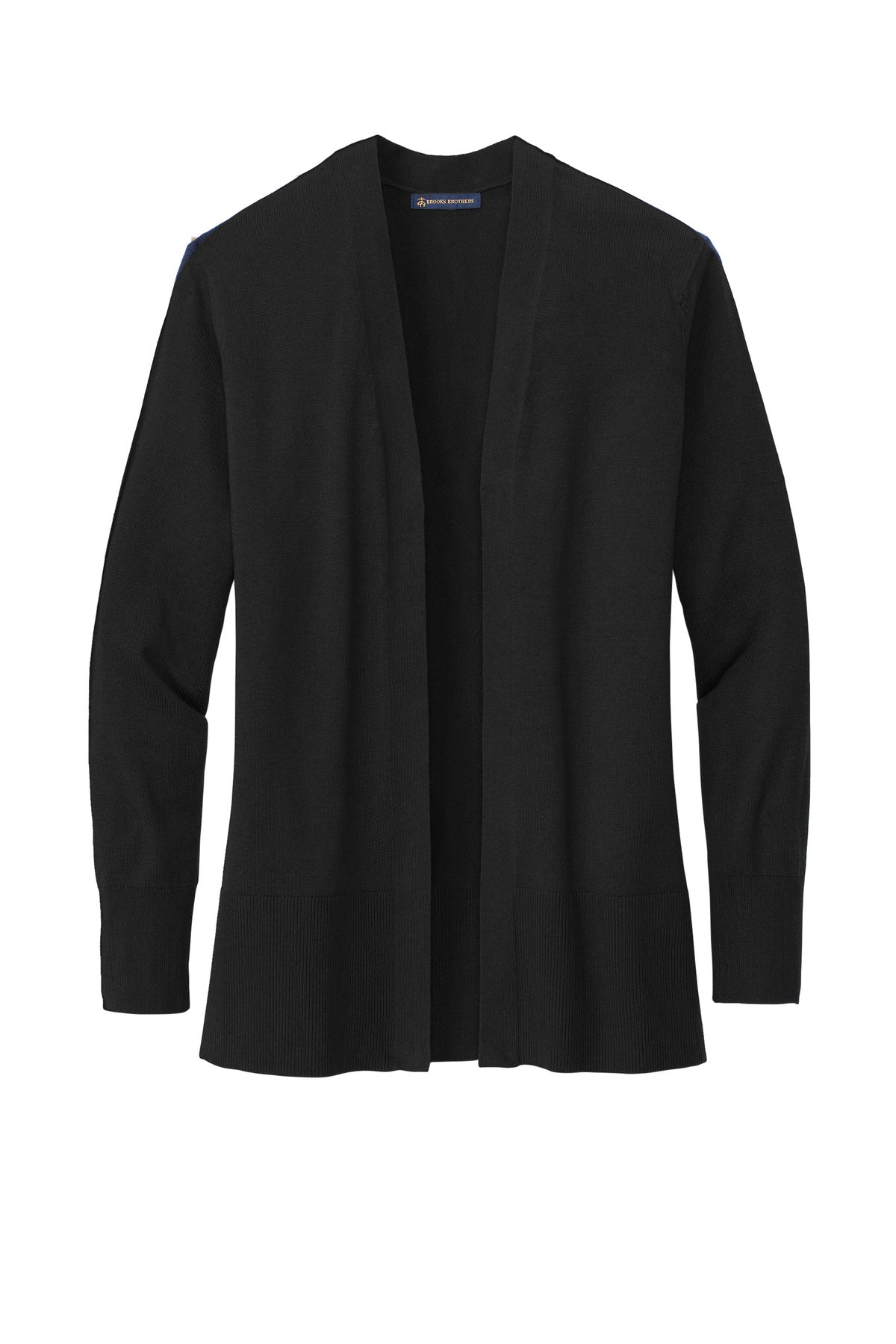 Front View of DeepBlack Brooks Brothers Women's Cotton Stretch Long Cardigan Sweater BB18403