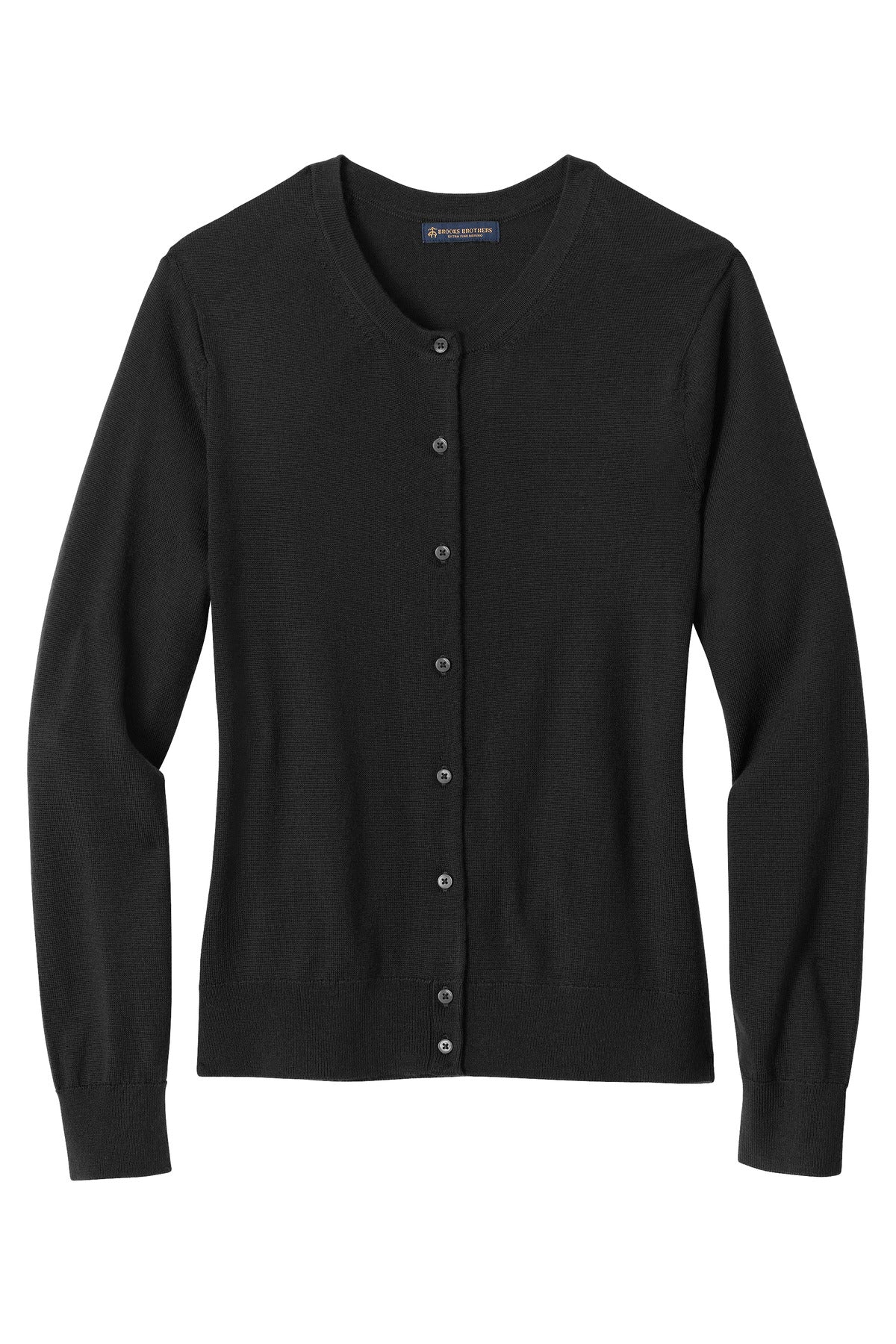 Front View of DeepBlack Brooks Brothers Women's Washable Merino Cardigan Sweater BB18413