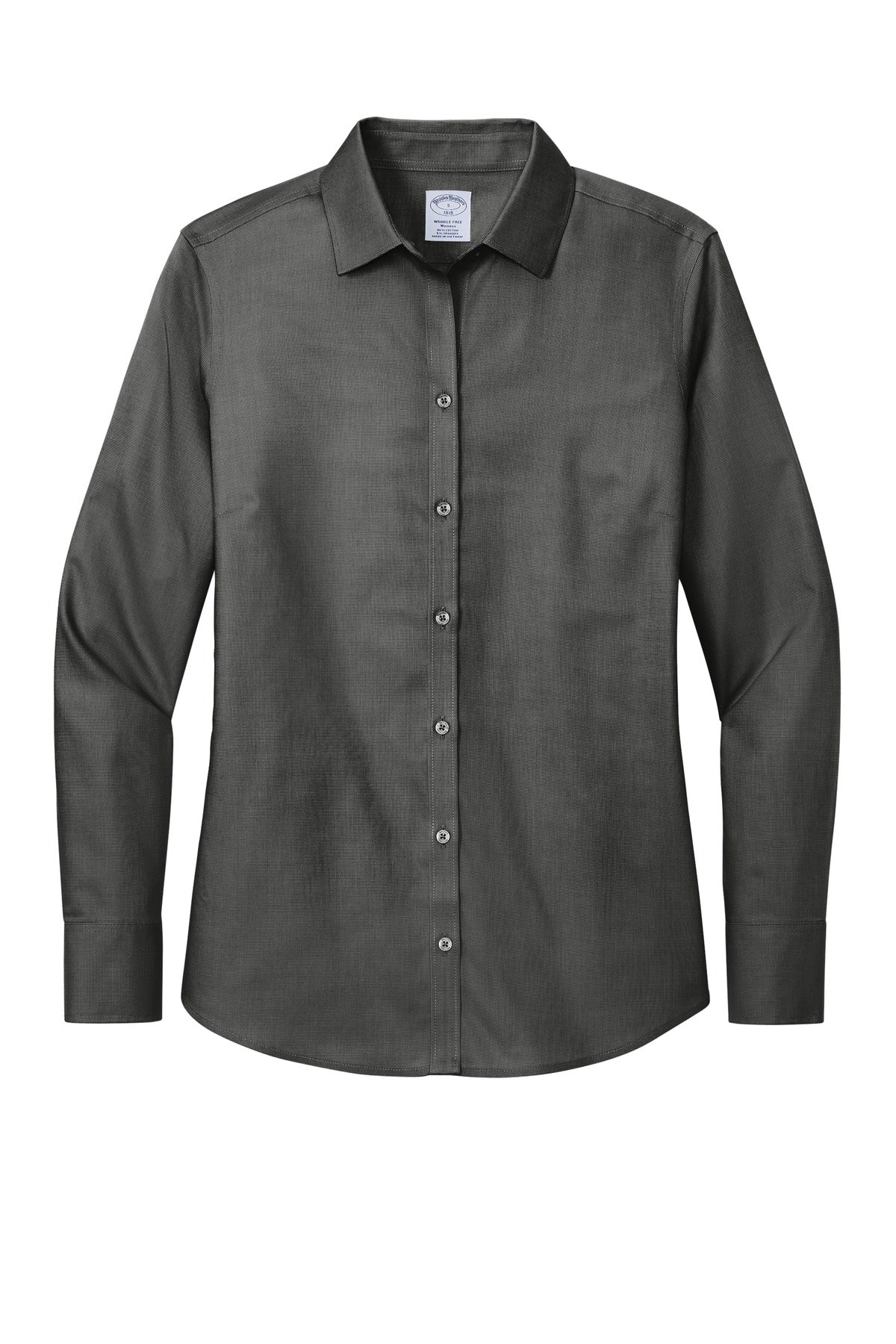 Front View of DeepBlack Brooks Brothers Women's Wrinkle-Free Stretch Nailhead Shirt BB18003