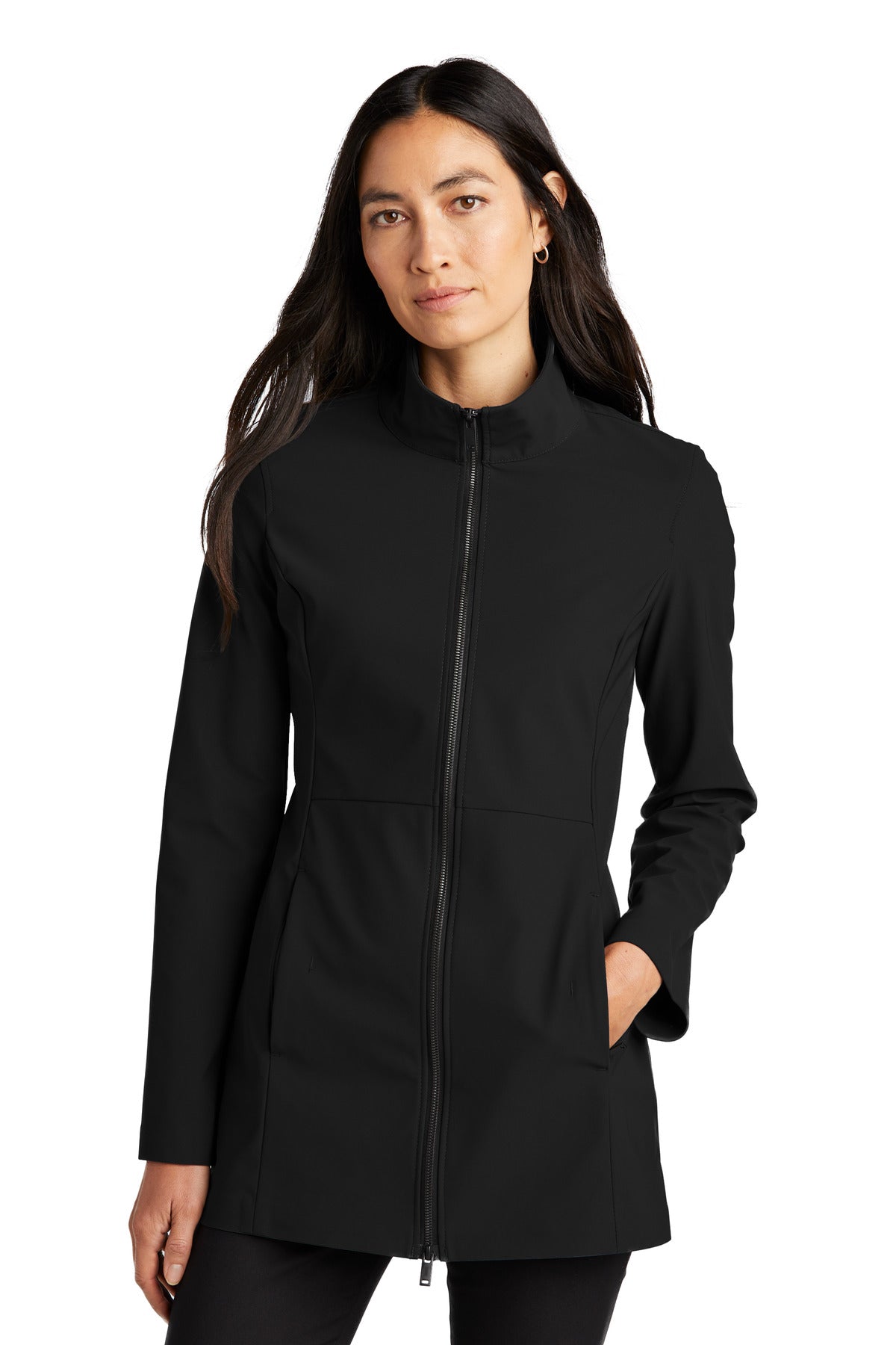Front View of DeepBlack Mercer+Mettle Women's Faille Soft Shell MM7101