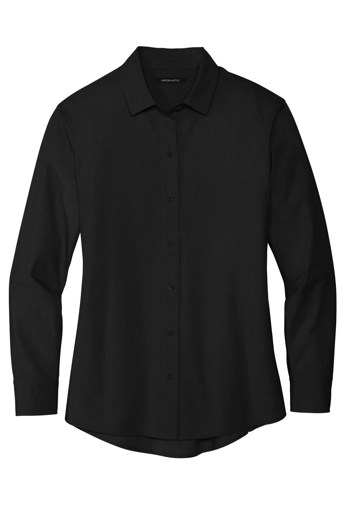 Front View of DeepBlack Mercer+Mettle Women's Long Sleeve Stretch Woven Shirt MM2001