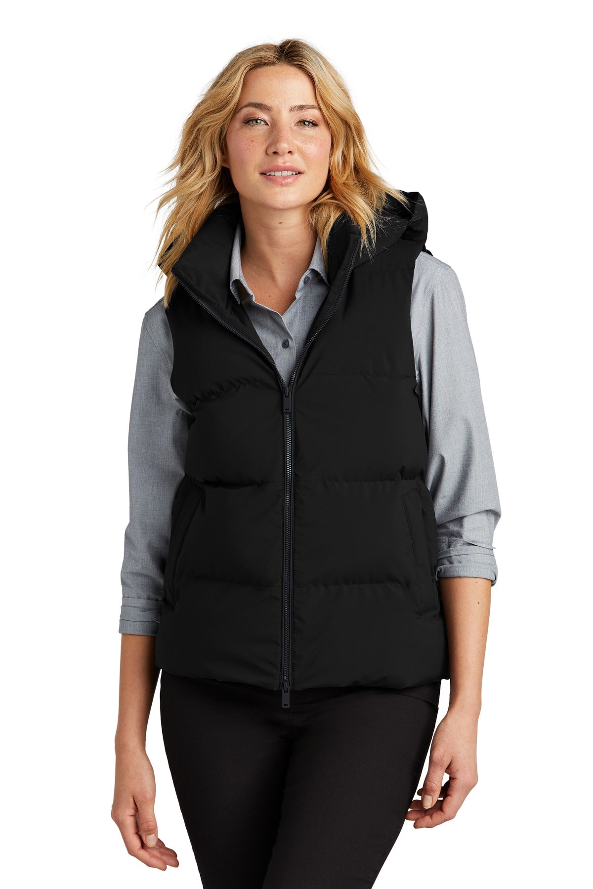Front View of DeepBlack Mercer+Mettle Women's Puffy Vest MM7217