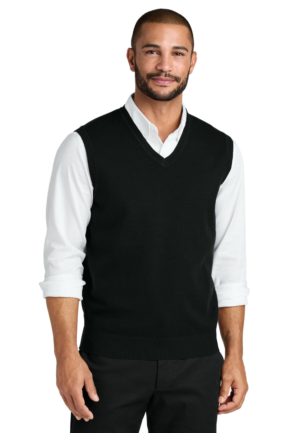 Front View of DeepBlack Port Authority Easy Care Sweater Vest SW2860