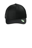 Front View of DeepBlack Port Authority Eco Snapback Trucker Cap C112ECO