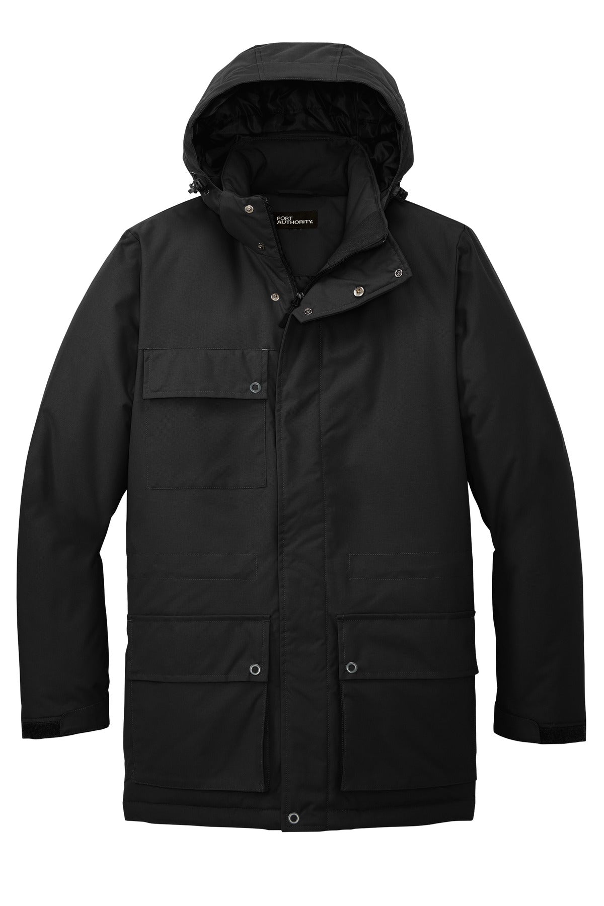 Front View of DeepBlack Port Authority Excursion Parka J599