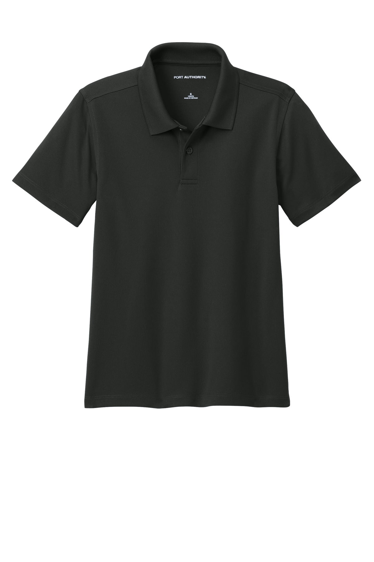 Front View of DeepBlack Port Authority Youth Dry Zone UV Micro-Mesh Polo Y110